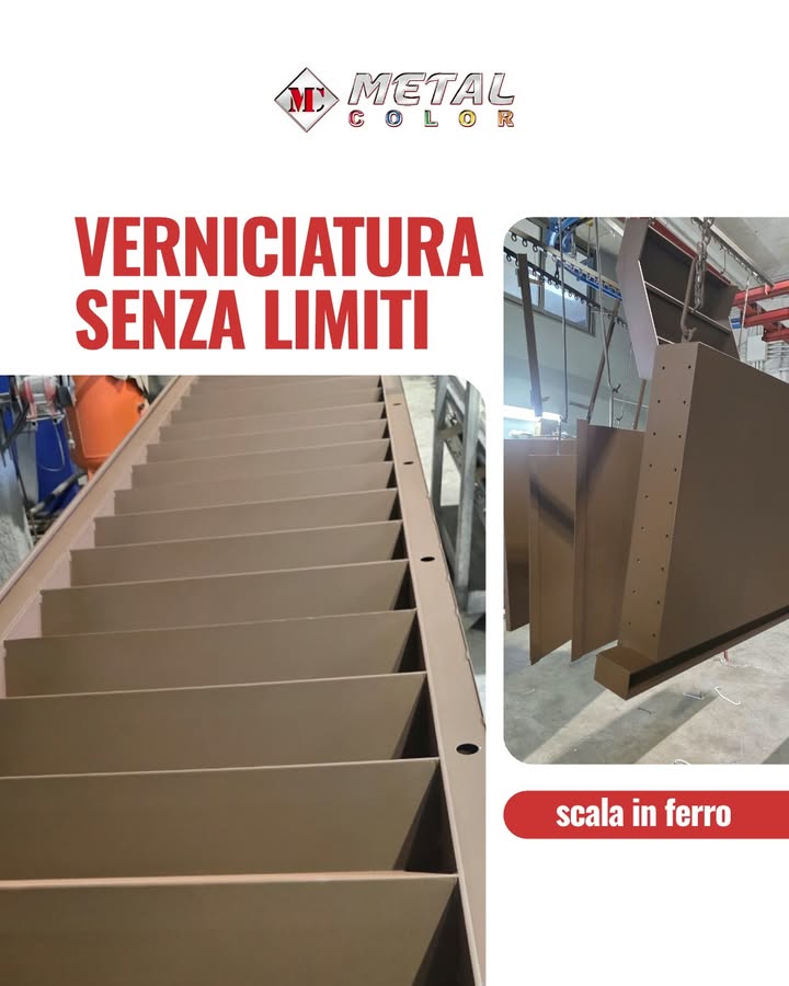 Verniciatura a polvere termoindurente effetto corten per una scala in